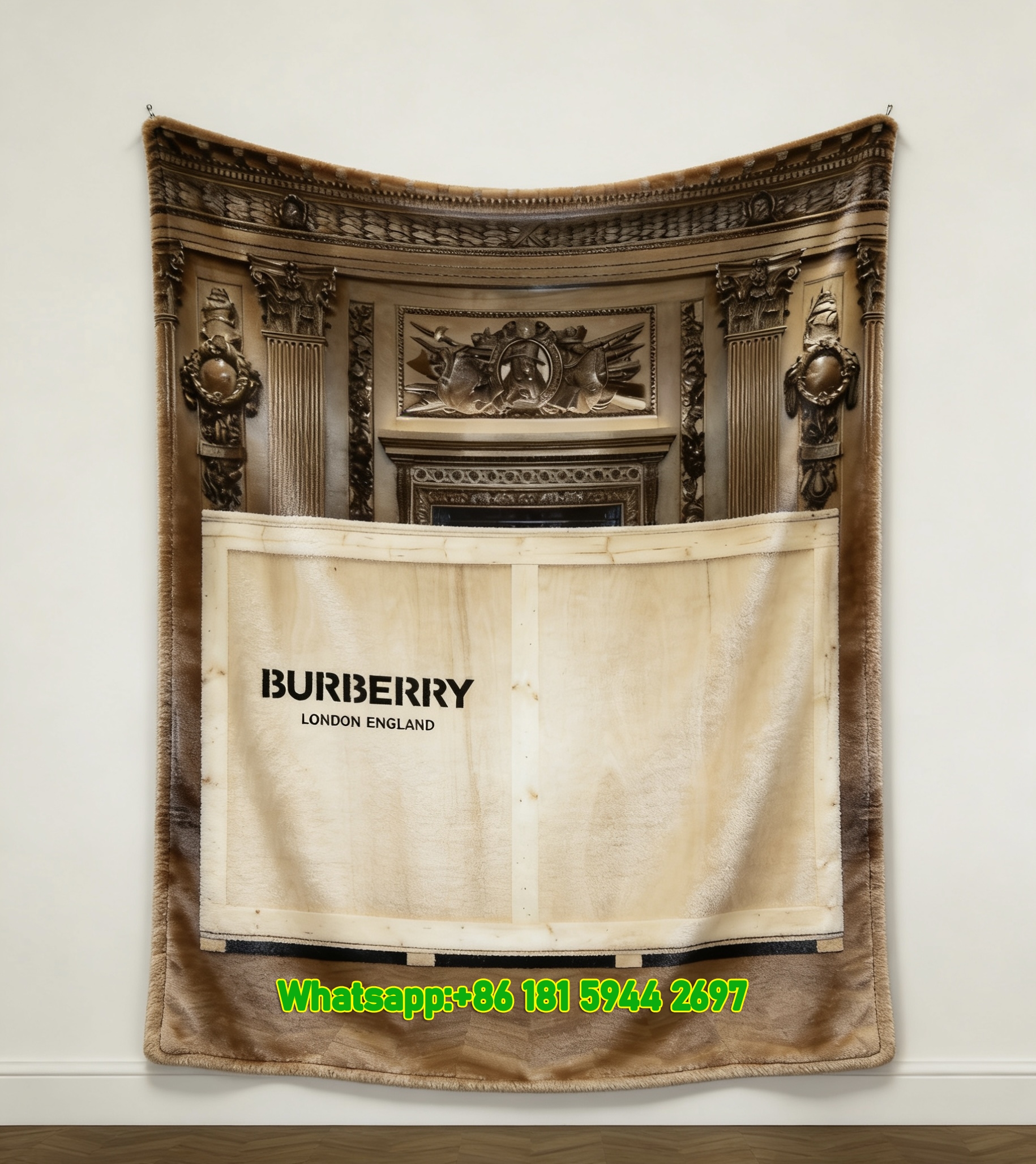 Burberry London England Print Flannel Sofa Throw Blanket for Wall Decor B062